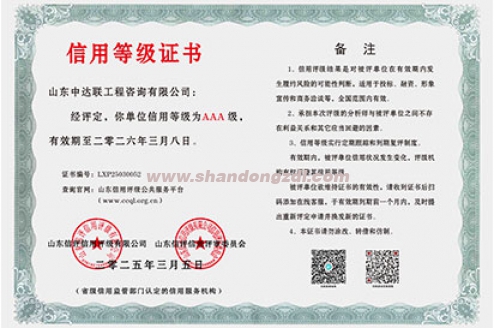 信用等級證書